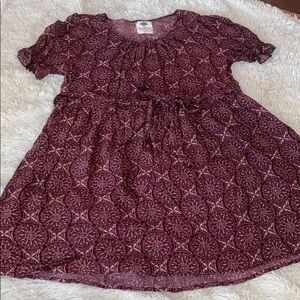 Burgundy large mandala belted dress
